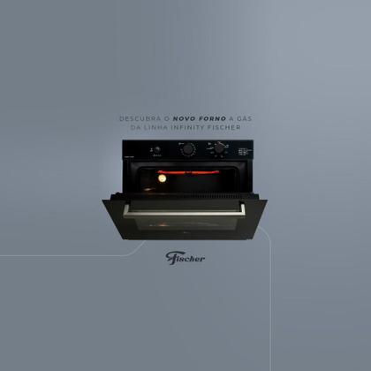 Imagem de Forno de Embutir a Gás Fischer Infinity 50L com Grill Dourador e Timer Preto 127V