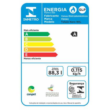 Imagem de Forno de Embutir a Gas Venax 88,3L Totale Nero GIII