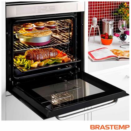 Imagem de Forno de Embutir Elétrico Brastemp 67 Litros Inox com Função Ar Forçado e Painel Touch - BO260AR