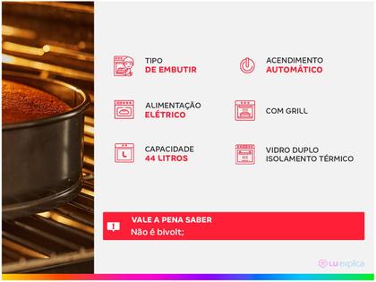 Imagem de Forno de Embutir Elétrico Preto 44L com Grill e Timer Atlas U Top 127V