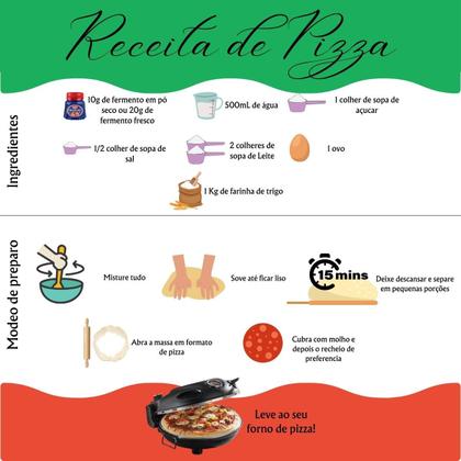 Imagem de Forno de Pizza elétrico Pedra Refratária Salgado Pão Dupla Resistencia Vermelho 220V Assa como se fosse Forno a Lenha