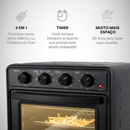 Imagem de Forno e Fritadeira Air Fryer EOS 35 Litros Premium All Black EAF35AP 110V