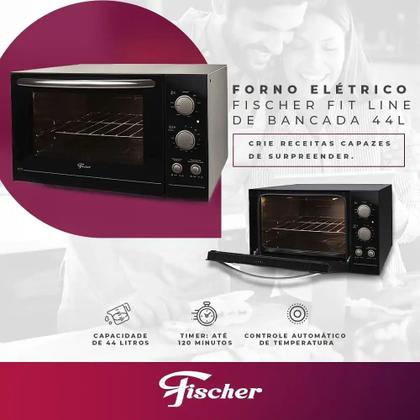 Imagem de Forno Elétrico Bancada Fischer 44 Litros Fit com Dourador Prata - 127 Volts