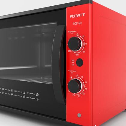 Imagem de Forno Elétrico de Bancada 60 Litros Vermelho Top60 Red Fogatti