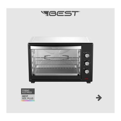 Imagem de Forno Elétrico de Bancada 60L Plus Preto/Branco 110V Best