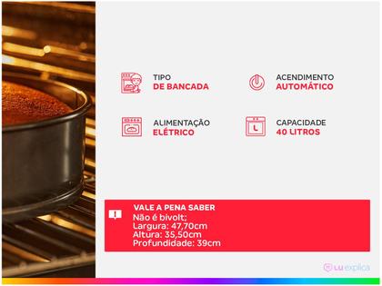 Imagem de Forno Elétrico de Bancada Britânia com Dourador - 40L Preto BFE45PI