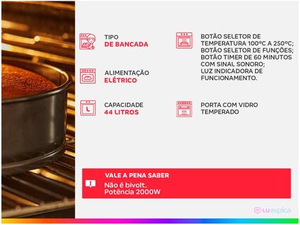 Imagem de Forno Elétrico de Bancada Britânia com Timer 44L - Preto BFE44P