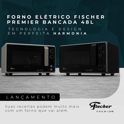 Imagem de Forno Elétrico de Bancada Fischer Premier 48L com Dourador e Easy-Clean Cinza 127V