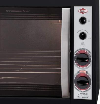 Imagem de Forno Elétrico De Bancada Layr Crystal Plus Black Advanced 46 Litros, Lâmpada Interna, Prateleira Removível