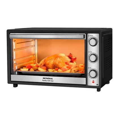 Imagem de Forno Elétrico de Bancada Mondial 60 Litros FRN-60-BI Family Grill, 1800W, Preto/Inox