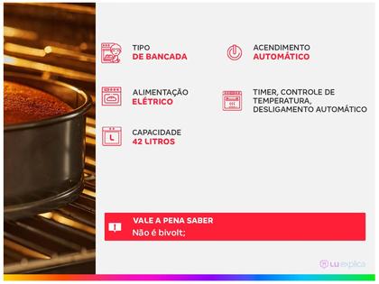 Imagem de Forno Elétrico de Bancada Mondial com Timer 42L 