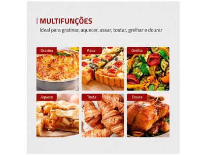 Forno Elétrico de Bancada Mondial com Timer - 52L Preto e Prata Grand Family II FR-52 Imagem de Forno Elétrico de Bancada Mondial com Timer