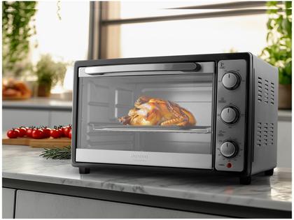 Forno Elétrico de Bancada Mondial com Timer - 52L Preto e Prata Grand Family II FR-52 Imagem de Forno Elétrico de Bancada Mondial com Timer