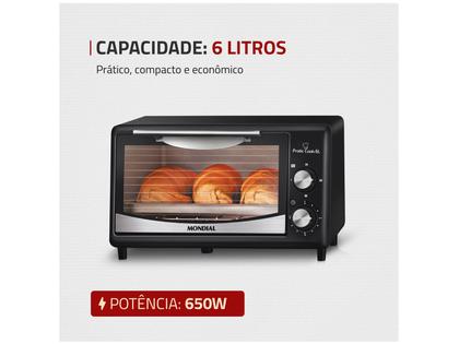 Imagem de Forno Elétrico de Bancada Mondial com Timer 6L Preto Pratic Cook FR-09