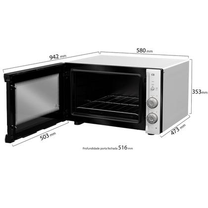 Imagem de Forno Elétrico de bancada Mueller 50 litros e Vidro Duplo MFB50F Branco