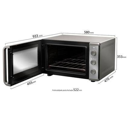 Imagem de Forno Elétrico de bancada Mueller Espelhado 50 litros e 3 Modos de Assar MFB50K