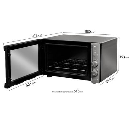 Imagem de Forno Elétrico de bancada Mueller Espelhado 50 litros e Vidro Duplo MFB50F