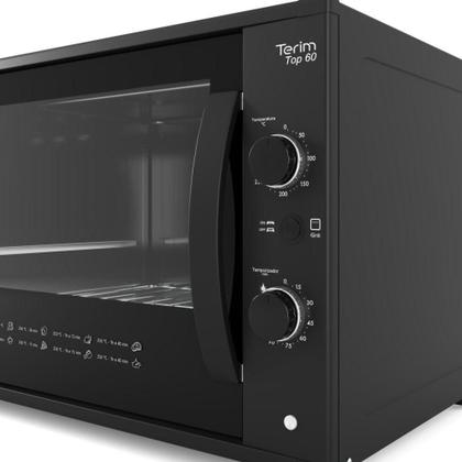 Imagem de Forno Elétrico de Bancada Terim Top 60 Black 60L 1750W com Grill e Luz Interna Preto 220V