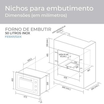 Imagem de Forno Elétrico de Embutir 50 Litros Suggar