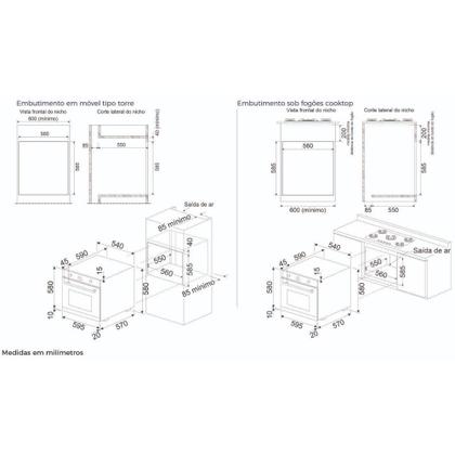 Imagem de Forno Elétrico de Embutir 82L Infinity Touch 220v Fischer Branco