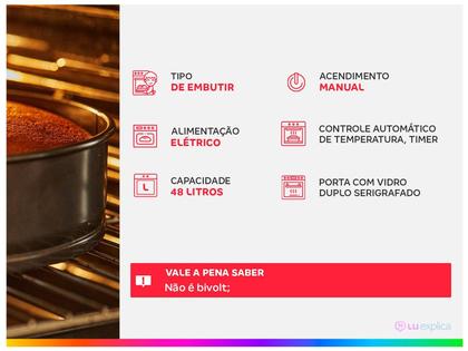 Imagem de Forno Eletrico de Embutir Fischer Fit Line 48 litros Branco
