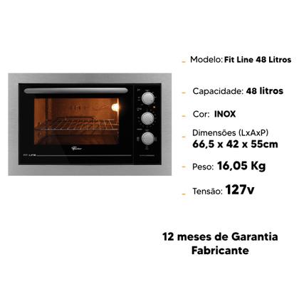 Imagem de Forno Eletrico de Embutir Fischer FIt Line 48 Litros Inox - 127v