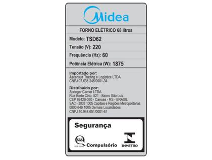 Imagem de Forno Elétrico de Embutir Midea Multifuncional Grill 68L Preto Digital com Airfryer TSD62