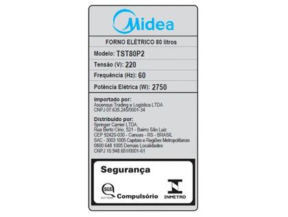 Imagem de Forno Elétrico de Embutir Midea Multifuncional Grill 80L Preto Touch com Airfryer TST80P2