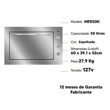 Imagem de Forno Elétrico de Embutir Mueller 50 Litros Espelhado com Painel Digital MFE50k-127v