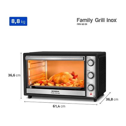 Imagem de Forno Elétrico Mondial 60 Litros Family Grill Preto FRN-60-BI - 220 Volts