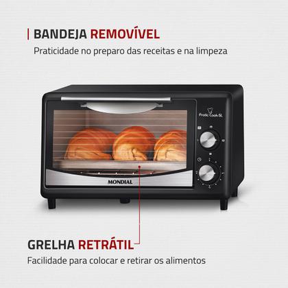 Imagem de Forno Elétrico Mondial FR-09 Pratic Cook 6L 650W Preto/Inox 127V