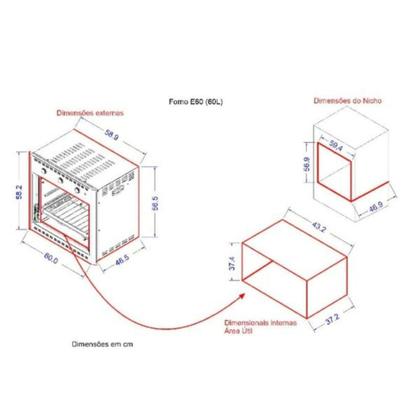 Imagem de Forno Elétrico Nardelli Embutir 60L Black EB60 - Preto 220V