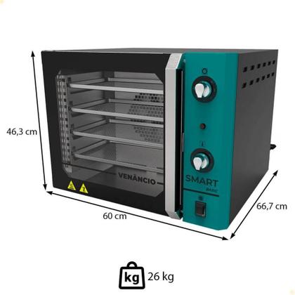 Imagem de Forno Industrial Convector Venâncio Elétrico Smart Basic Azul 4 Esteiras 220v Com Cavalete