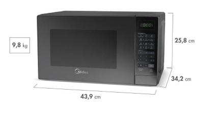 Imagem de Forno Micro-ondas 20L Prata Espelhado Midea 220V MRAE22