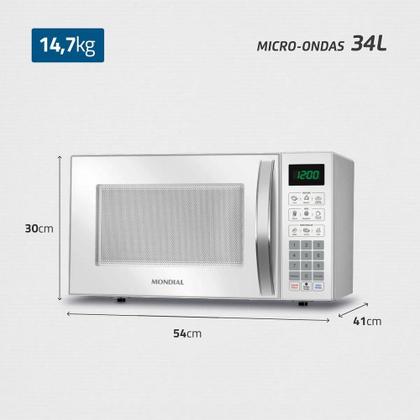 Imagem de Forno Micro-Ondas 34 Litros MO-02-34-W 220V, 1400W, Branco, MONDIAL  MONDIAL