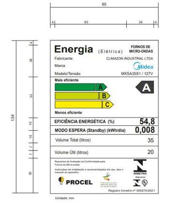 Imagem de Forno Micro-Ondas Midea 35 Litros Espelhado Prata 127v MXSA35S1
