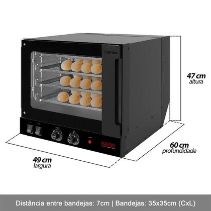Imagem de Forno Turbo Elétrico Saro 70 Litros com 4 Esteiras FT