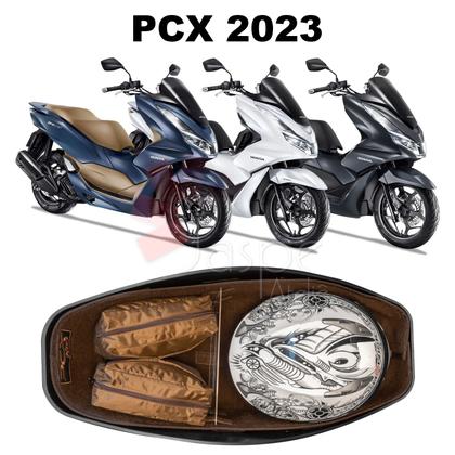 Imagem de Forração Honda Pcx 160 2023 Forro Premium Marrom + Divisória