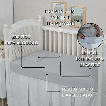 Imagem de Forro de Bebê Lençol Berço 2 peças Conjunto 100% Algodão 200 Fios Toque Macio