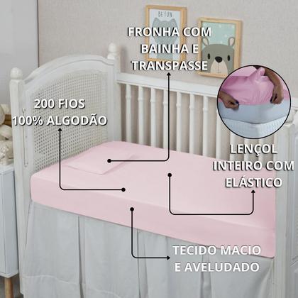 Imagem de Forro de Bebê Lençol Berço 2 peças Conjunto 100% Algodão 200 Fios Toque Macio