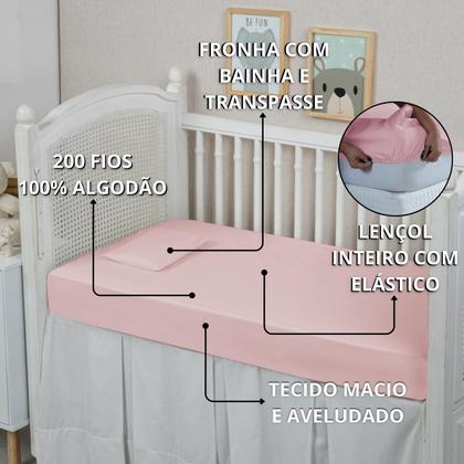 Imagem de Forro de Bebê Lençol Berço 2 peças Conjunto 100% Algodão 200 Fios Toque Macio