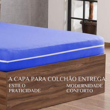 Imagem de Forro de Cama Solteiro Box Capa Colchao em Malha com Zíper Luxo e Praticidade