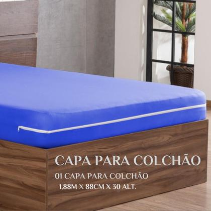 Imagem de Forro de Cama Solteiro Box Capa Colchao em Malha com Zíper Luxo e Praticidade
