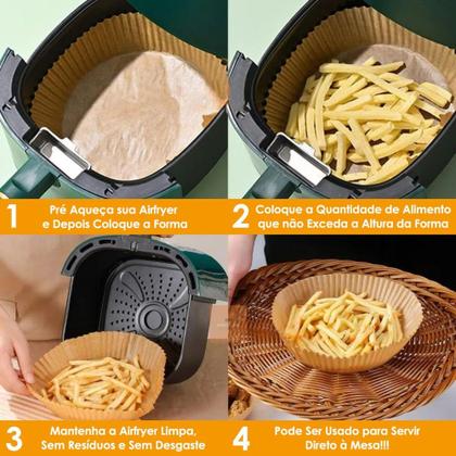 Imagem de Forro De Papel Airfryer Forma Antiaderente 100 Unidades Descartáveis - ShopMix
