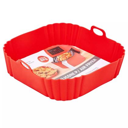 Imagem de Forro de Silicone para Air Fryer Quadrada 4L com Alças  Antiaderente e Reutilizável