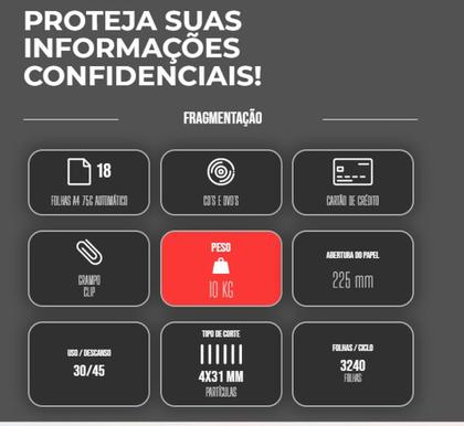 Imagem de Fragmentadora de Papel Aurora 18 Folhas com Cesto As1800CD2 220V Preta