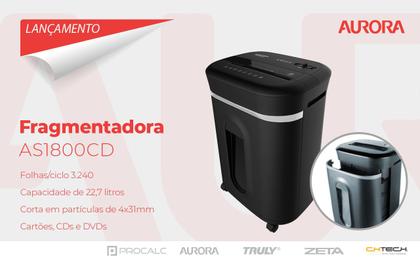 Imagem de Fragmentadora de Papel Aurora AS1800CD Preta C/ Cesto - 220V