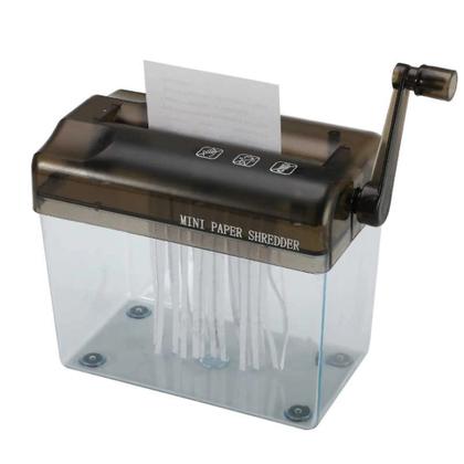 Imagem de Fragmentadora de papel manual portatil com cesto para documentos cartao ideal para escritorio