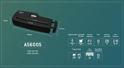 Imagem de Fragmentadora De Papel Trituradora Aurora As600s Preta 110v
