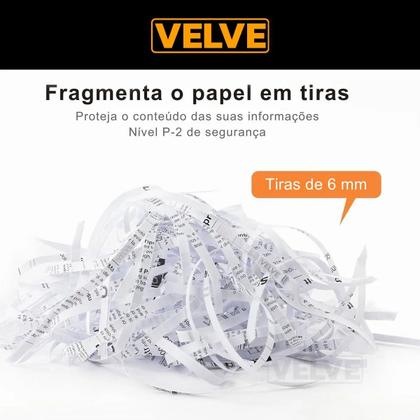 Imagem de Fragmentadora Papel Cartão 6 Folhas Trituradora Picotadora VELVE FR1